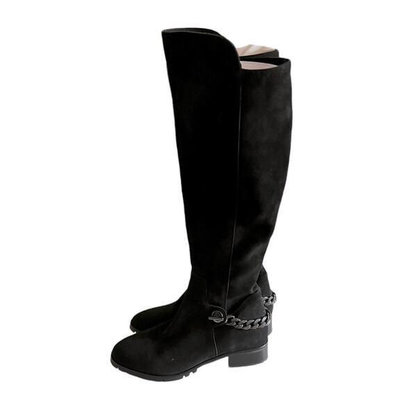 Karl Lagerfeld Shay ChainTrim Black Suede Knee High Boot Size 7.5 - Picture 6 of 14